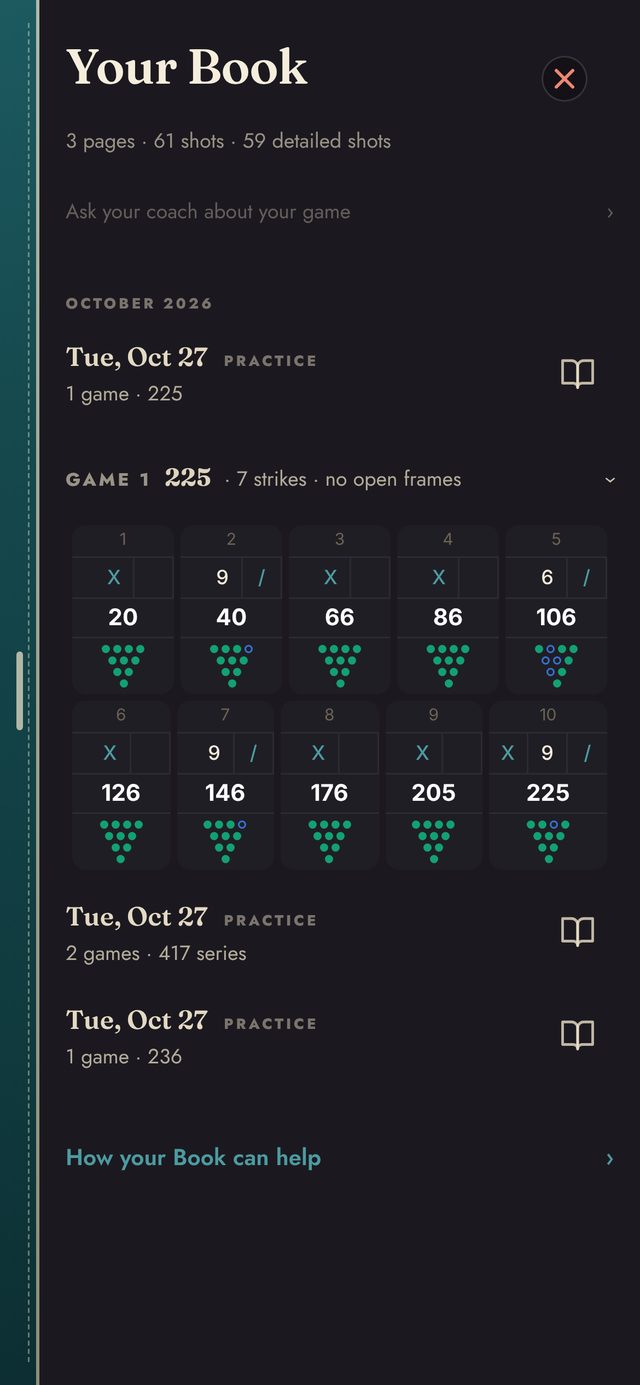 Your Book with a 225 game frame by frame